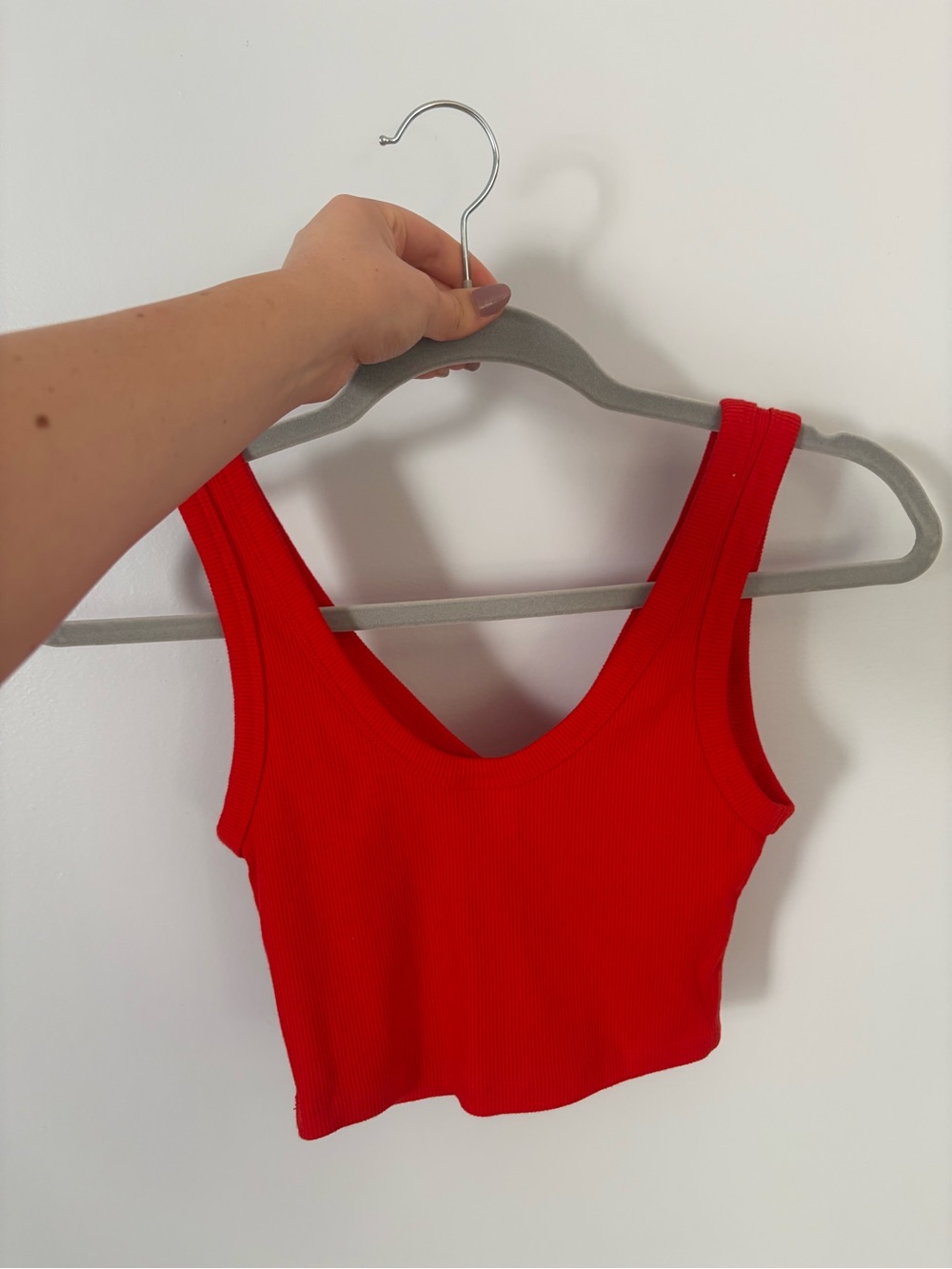 Red Ribbed Crop Tank - Picture 2 of 4